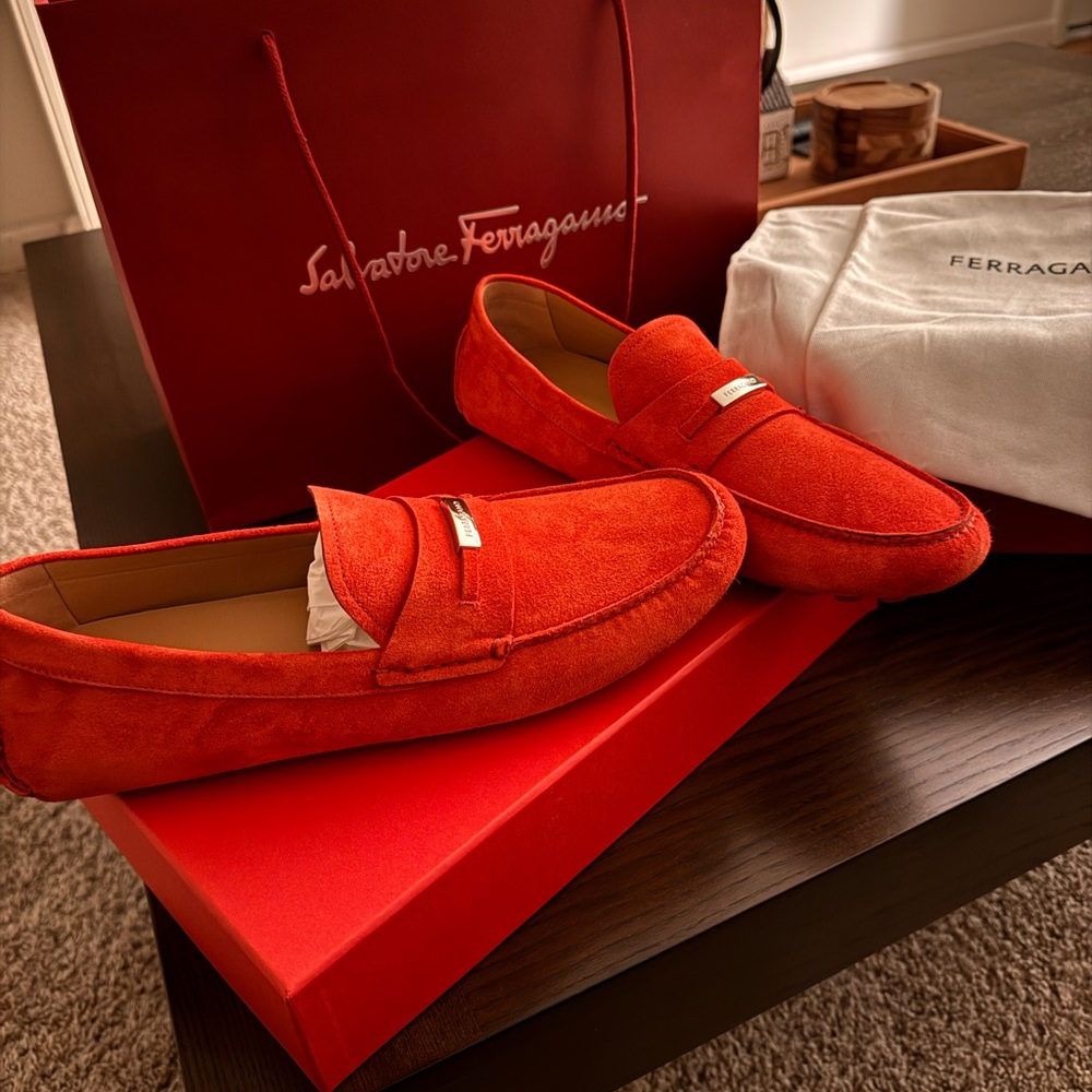 Ferragamo men’s suede loafers